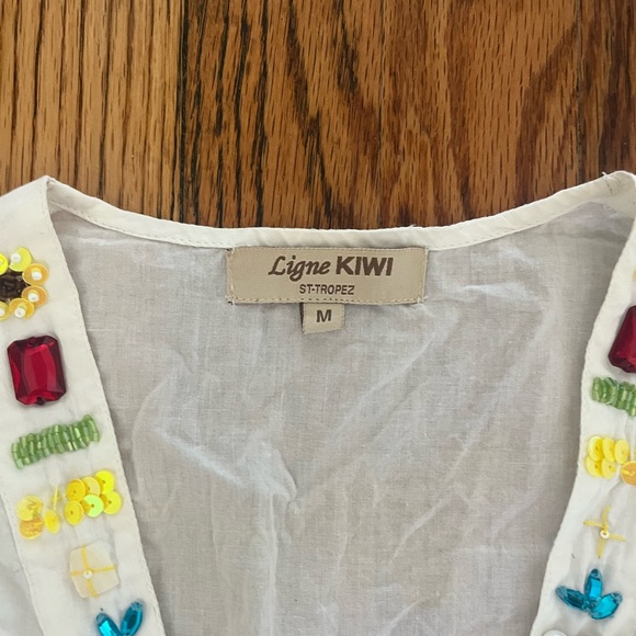 Ligne KIWI White Dress with Colorful Embellishments - Picture 4 of 7